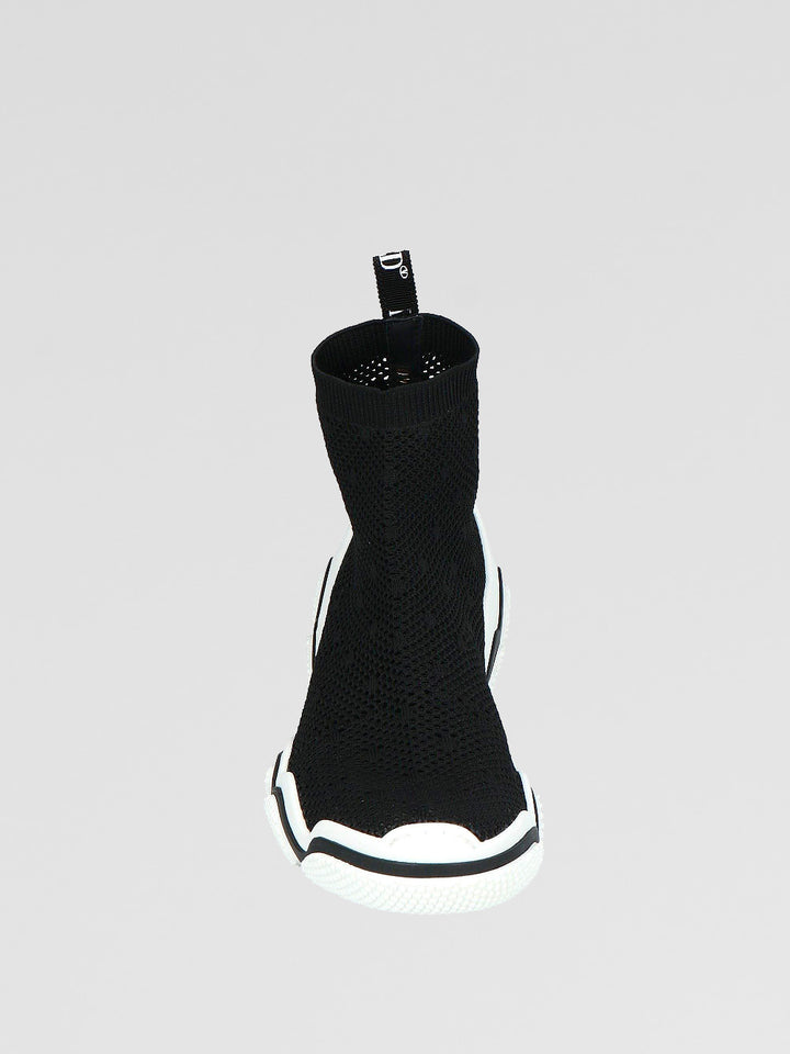SNEAKER HIGH-TOP IN MAGLIA  FORATA STRETCH NERO E BIANCO
