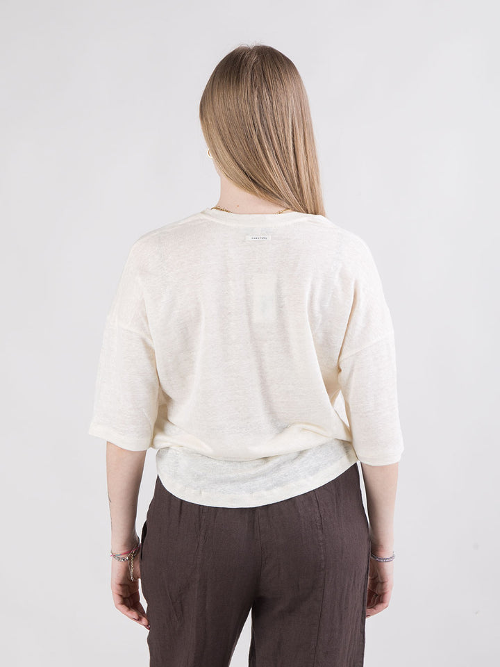T-shirt ampia in lino