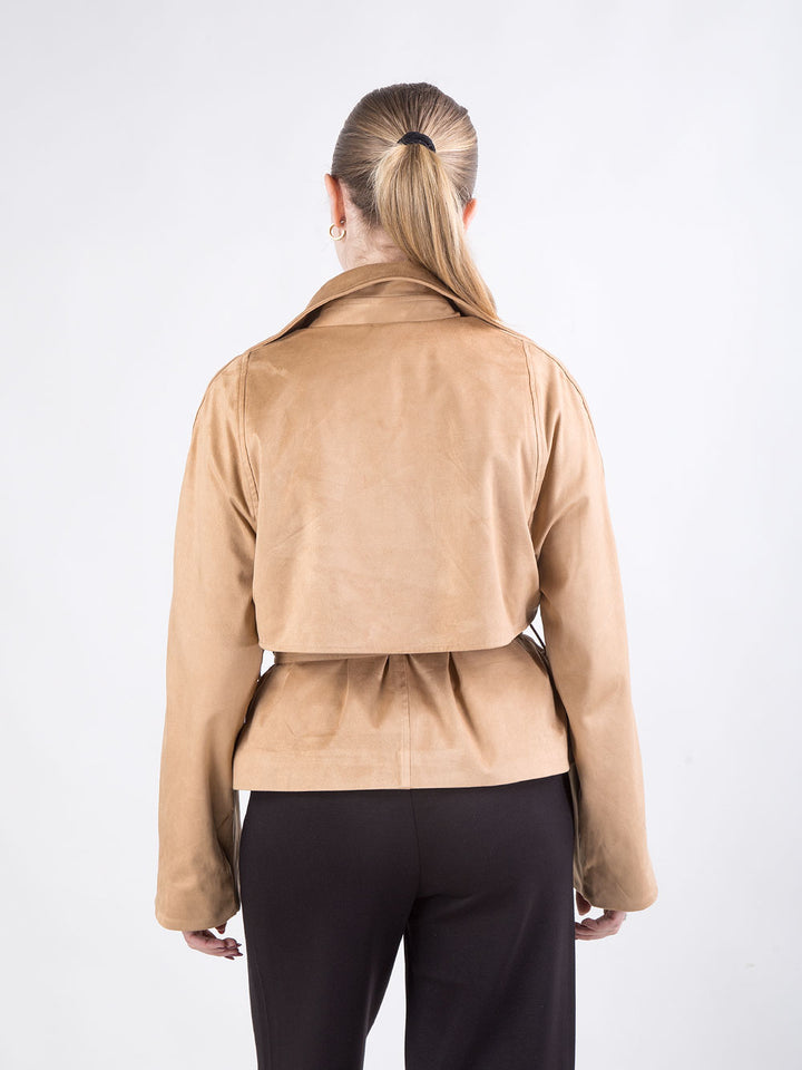 Giacca Kimora effetto suede con cintura