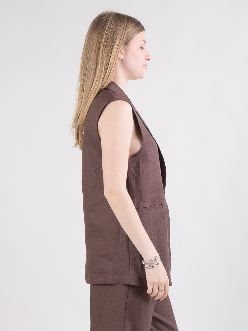 Gilet lungo in lino