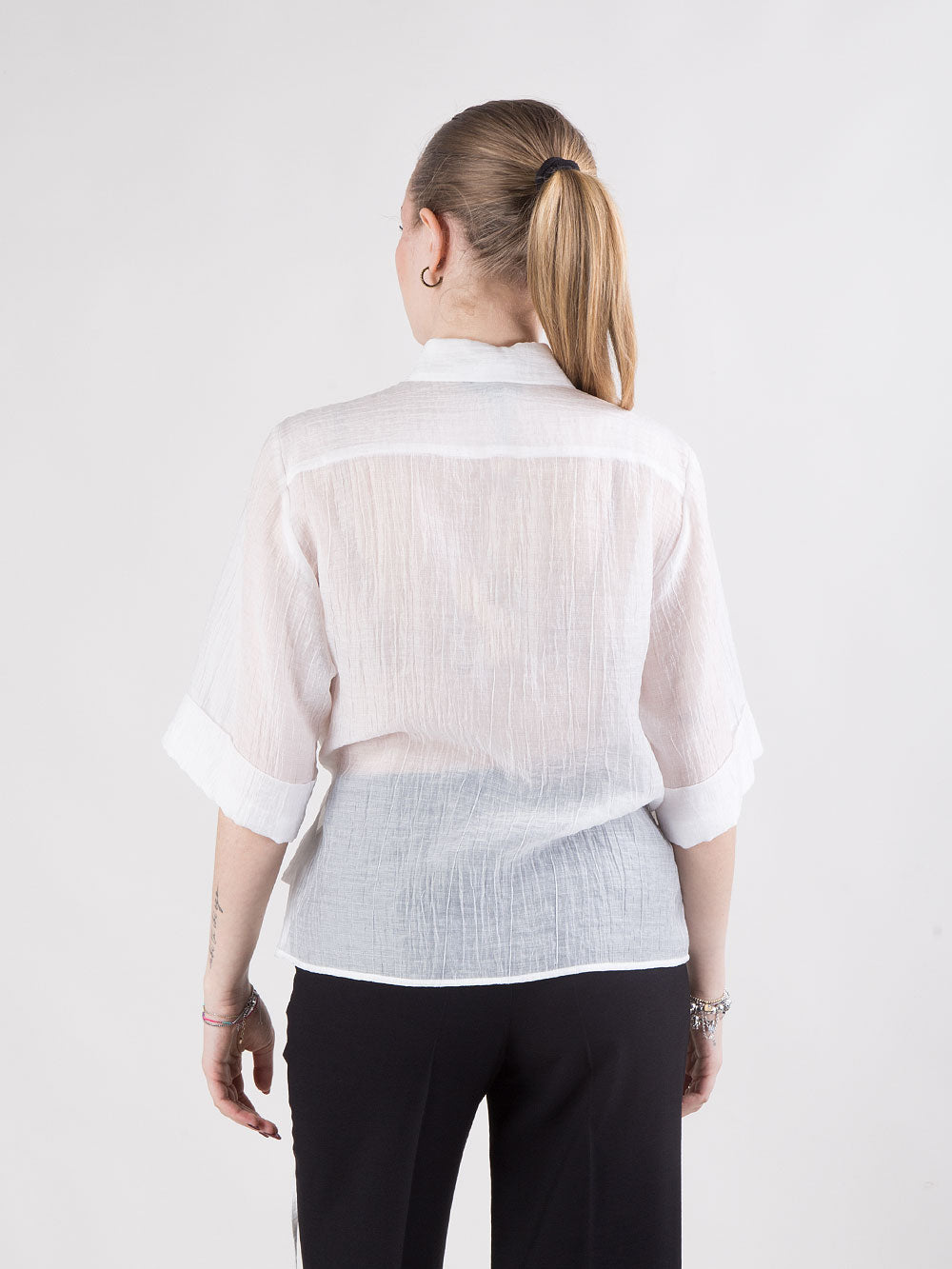 Camicia ampia in doppio tessuto stropicciato