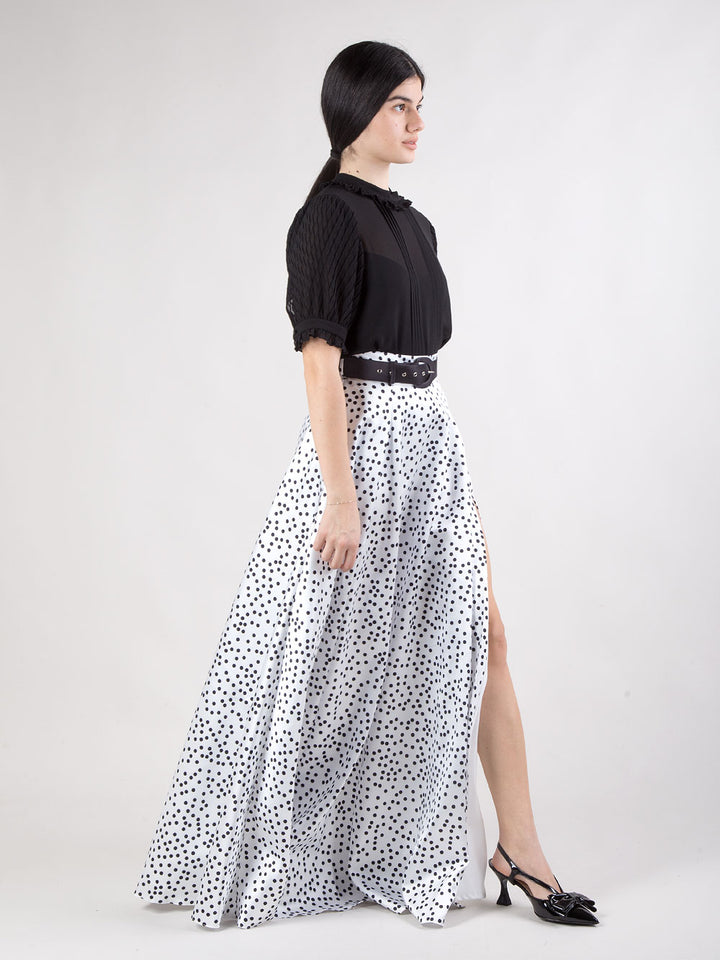 Completo ampia con spacco e camicia trasparente