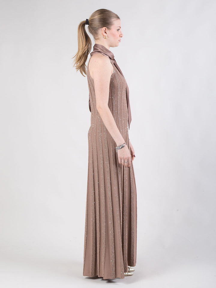 abito midi plisse con poncho