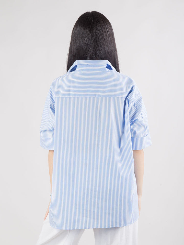 Camicia comfort fit a righe in popeline stretch