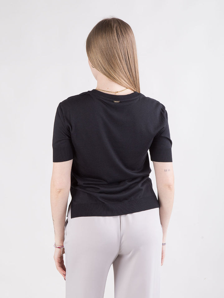 T-shirt in jersey con lavorazione a coste