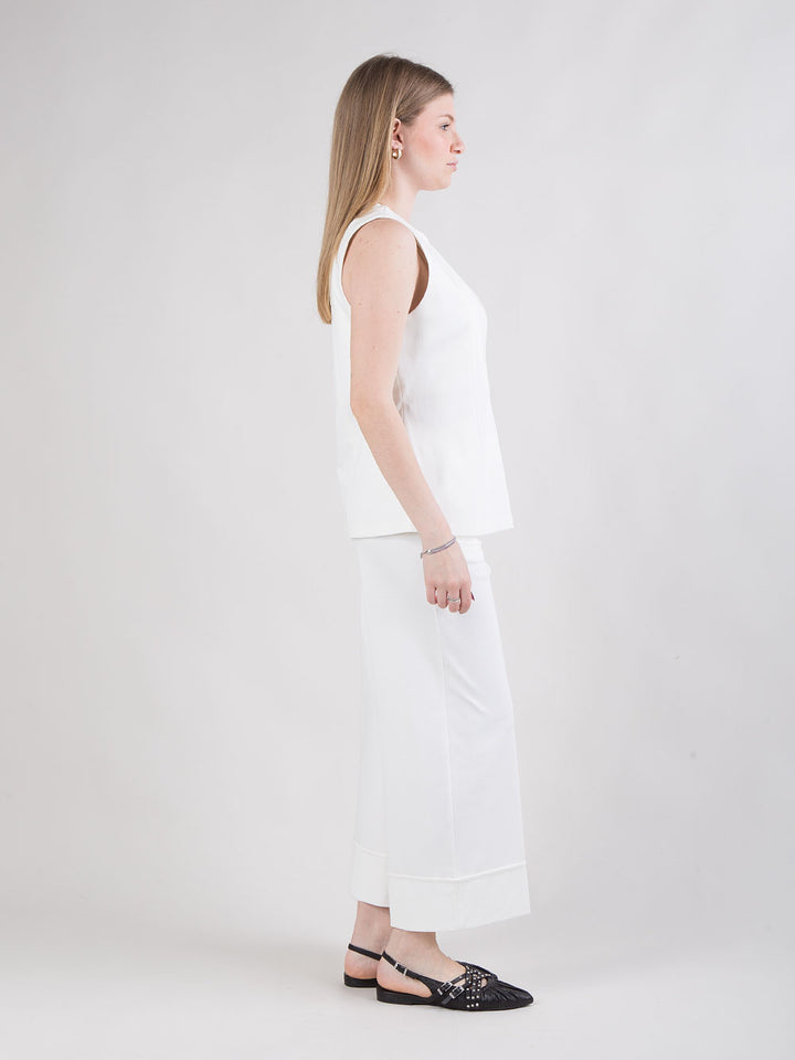 Pantalone bianco con risvolto alto