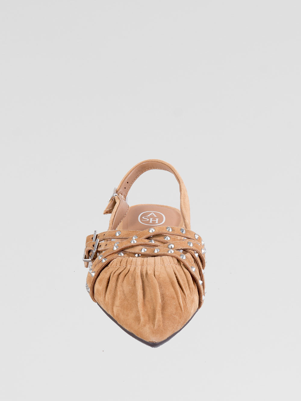 Ballerina flat a punta con borchie argento