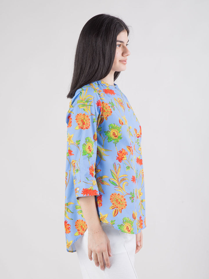 Camicia comfort fit floreale in popeline di cotone