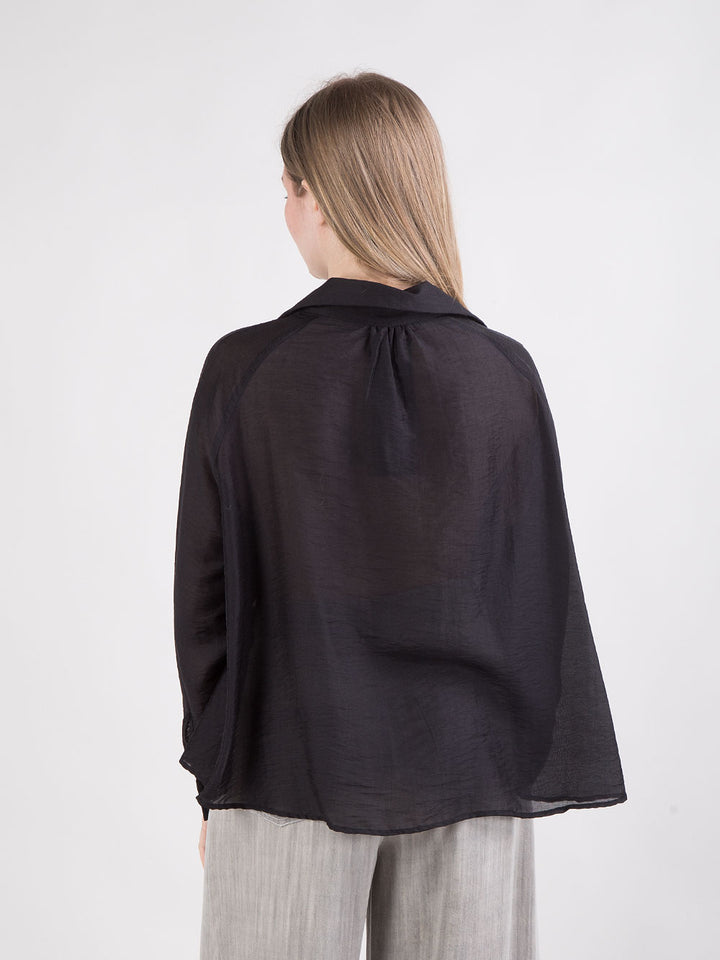 Blusa con rouches e maniche a palloncino