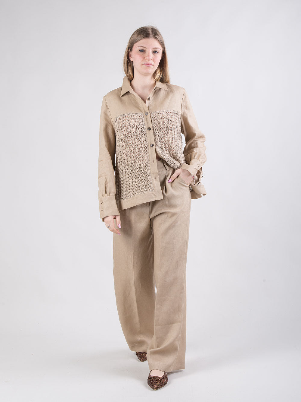 Pantalone palazzo in lino