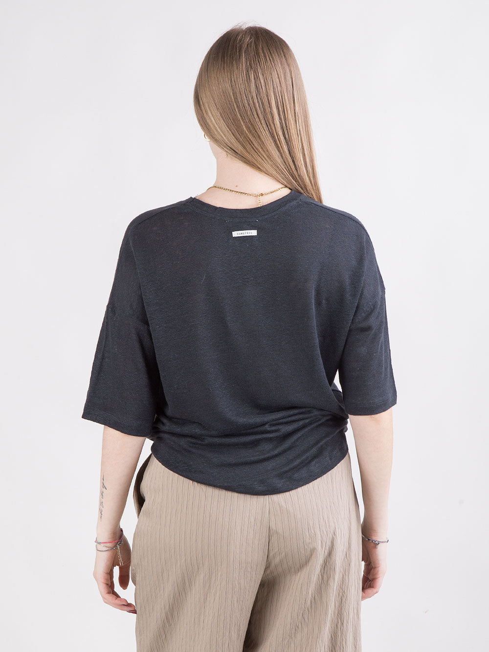T-shirt ampia in lino