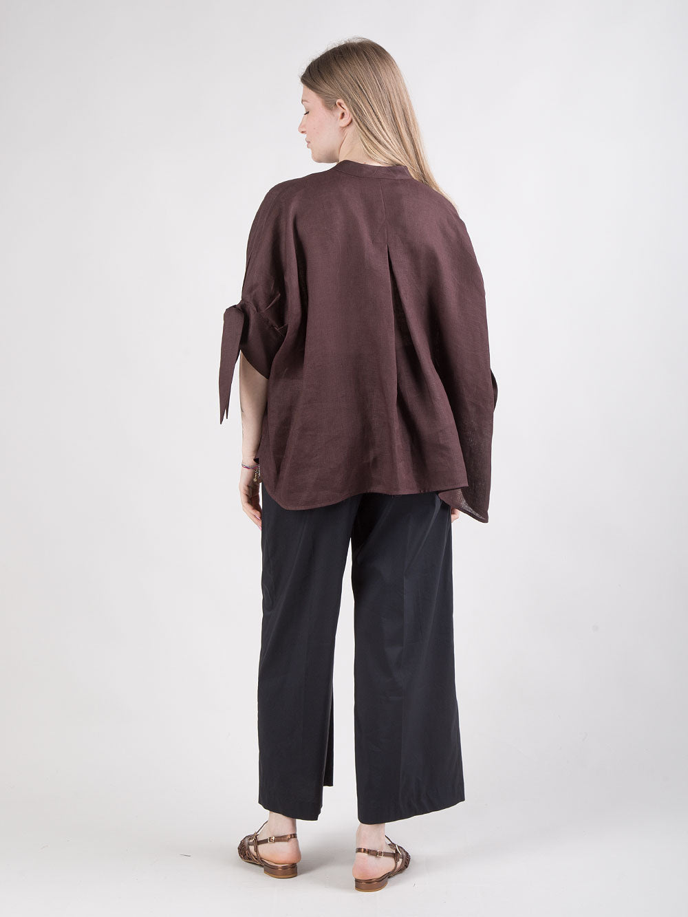 Camicia manica corta con nastri da annodare