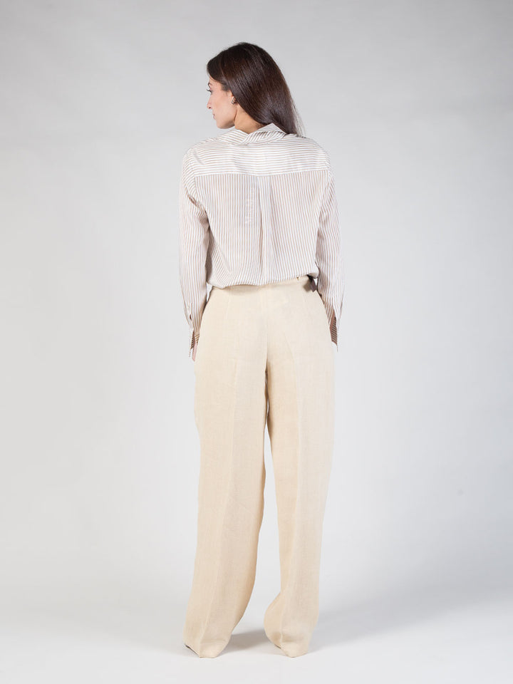 Pantalone wide leg in lino