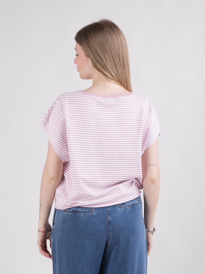 T-shirt over a righe in lurex
