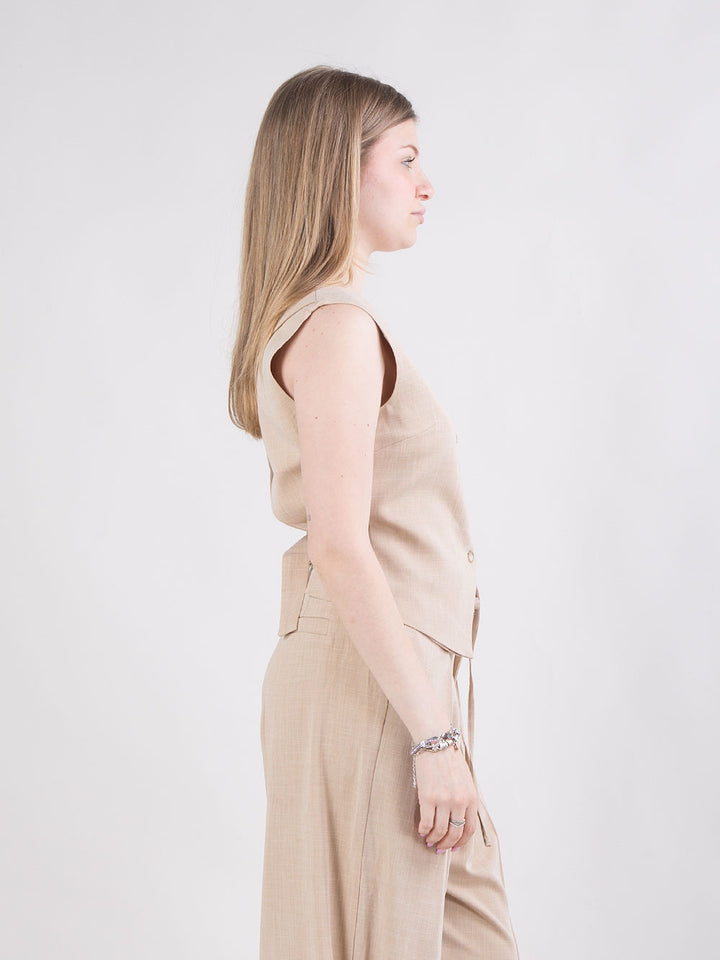 Gilet beige smanicato