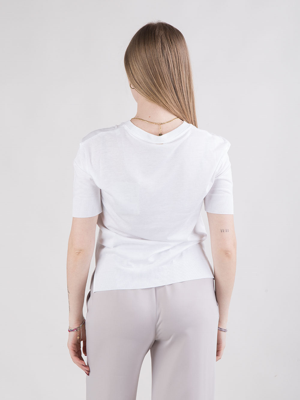 T-shirt in jersey con lavorazione a coste