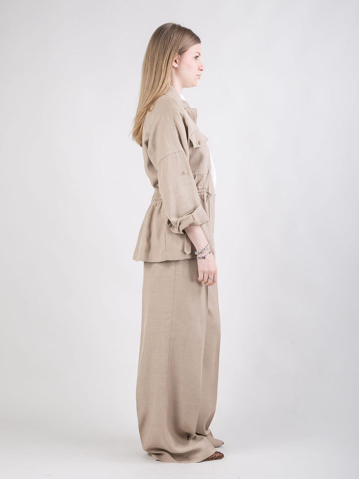 Pantalone classico in gabardina effetto washed