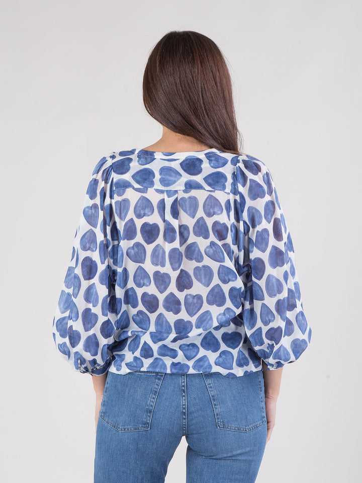 Camicia con maniche a sbuffo