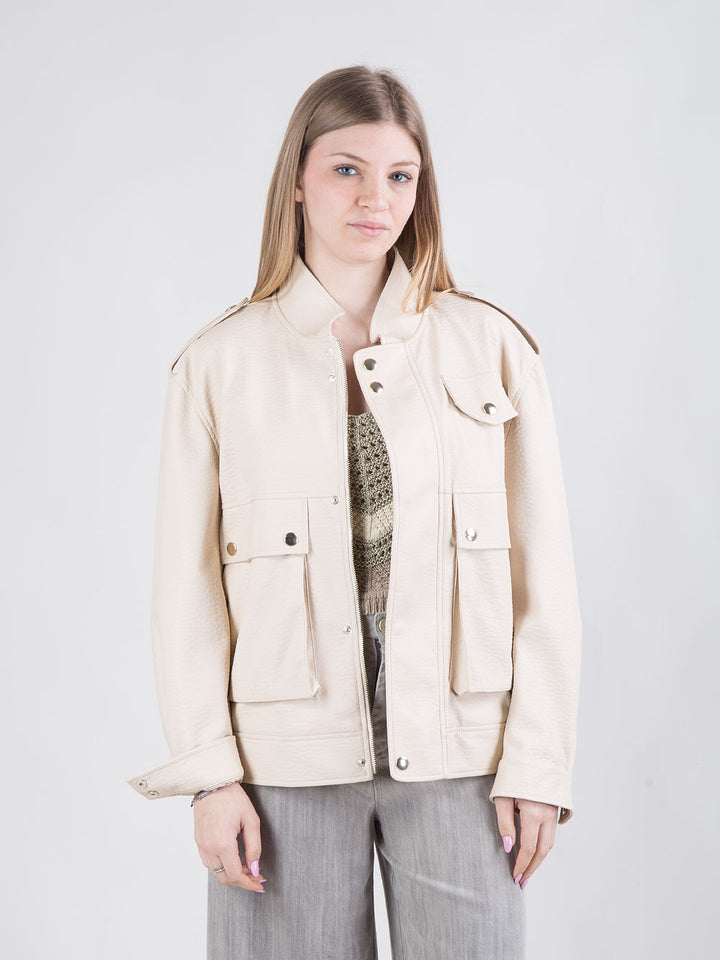 Bomber in eco pelle martellata