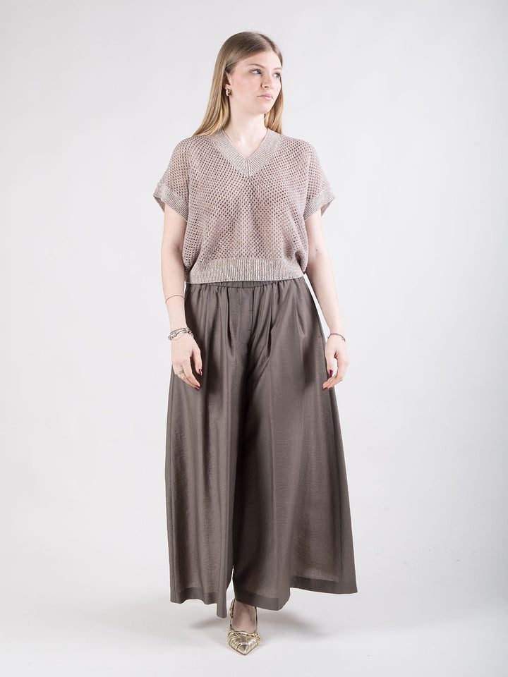 Pantalone svasato con elastico in vita