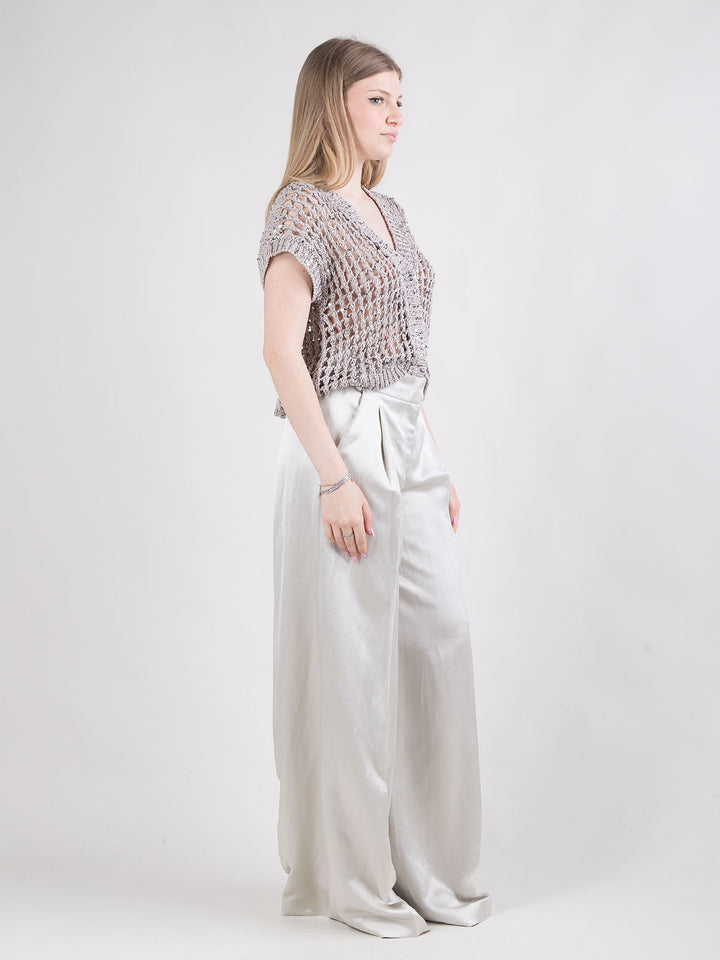 Pantalone ampio in raso lucido