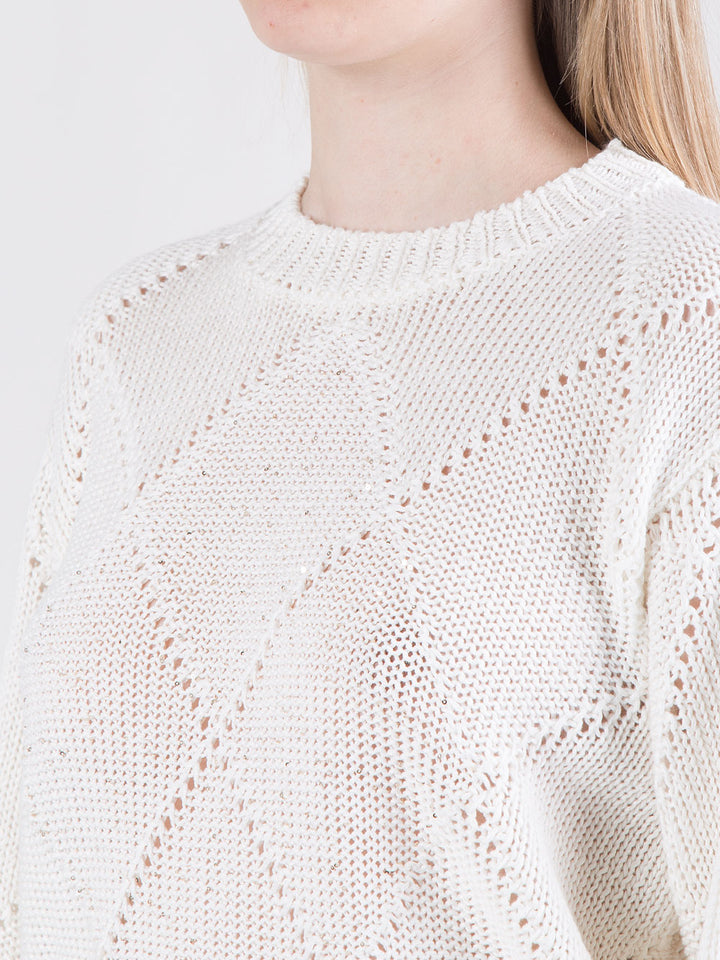 Maglia in filato di lino e cotone con paillettes