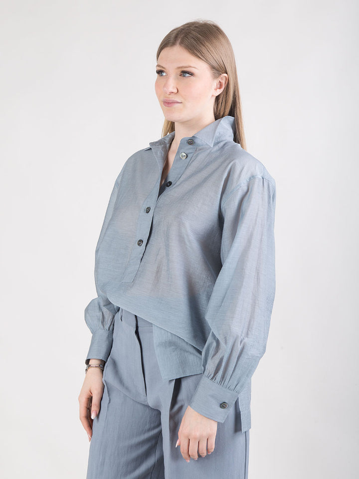 Camicia over con abbottonatura a polo