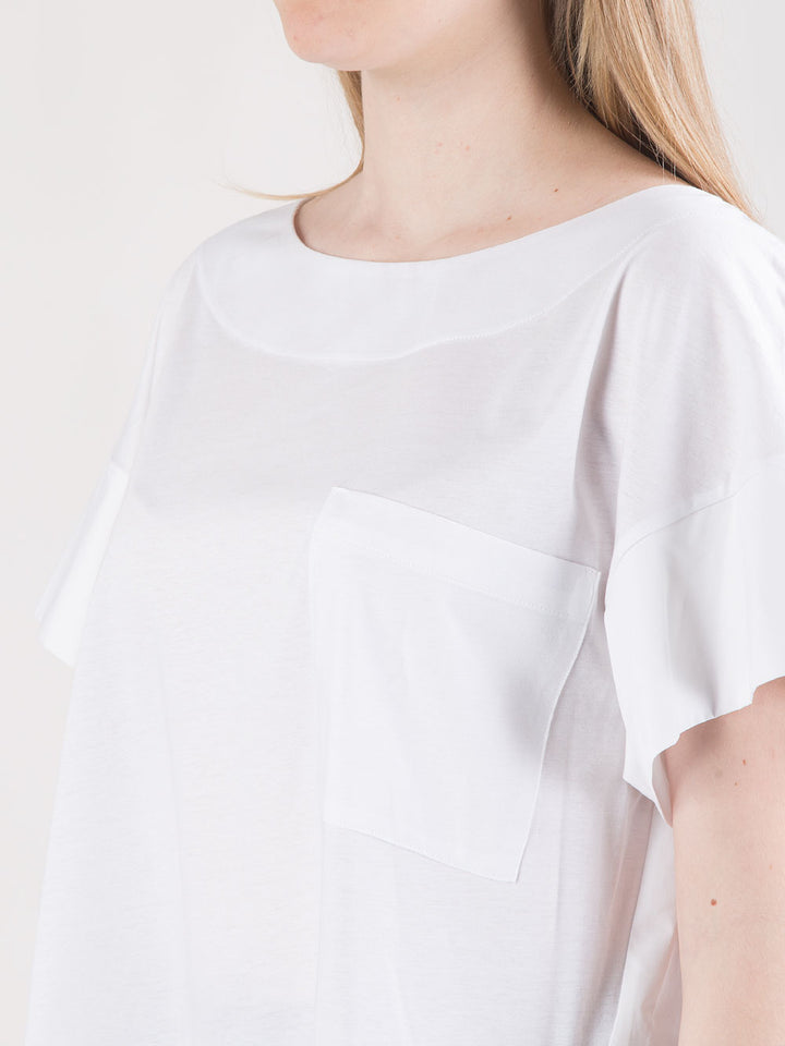 T-shirt con scollo a barca e dettaglio popeline