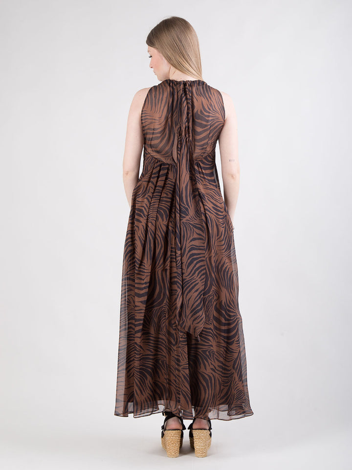 Abito lungo in chiffon di seta