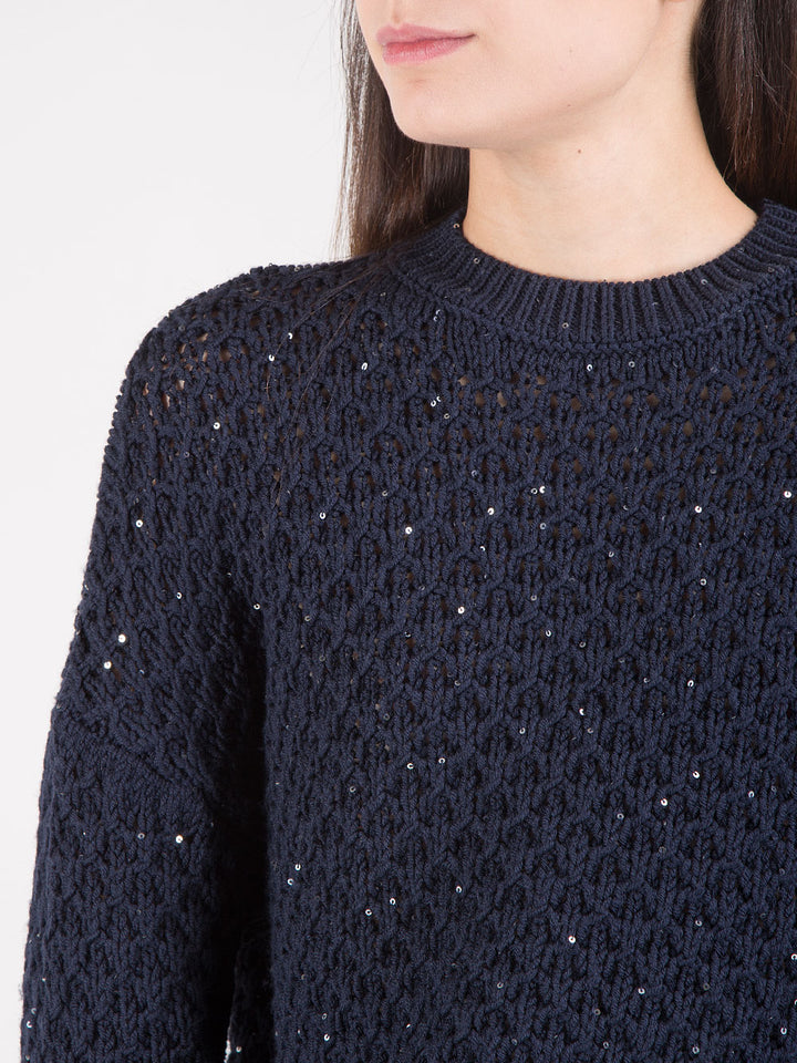 Maglia giro paillettes