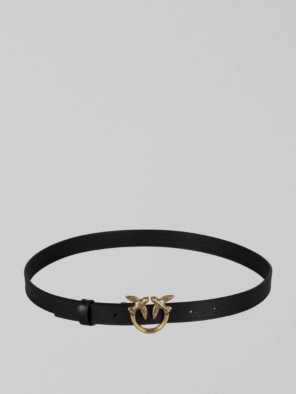 LOVE BERRY BELT IN BLACK SMOOTH LEATHER WITH LOVE BIRDS BUCKLE