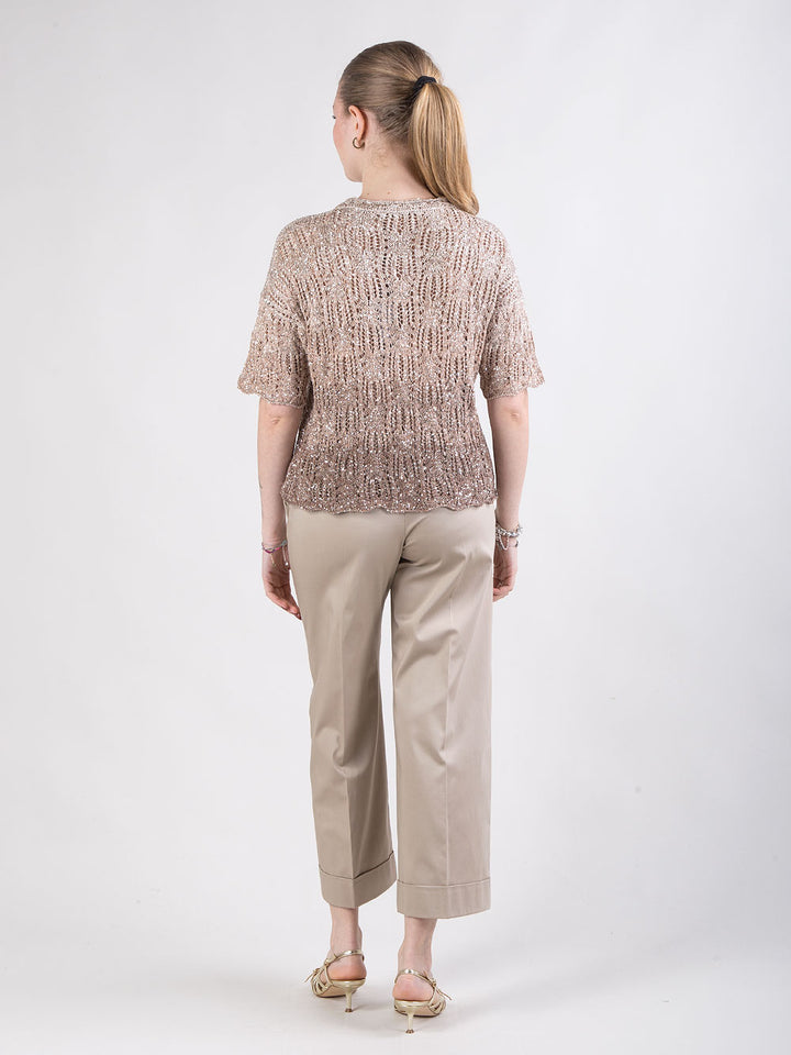 Pantalone palazzo in rasatello di cotone