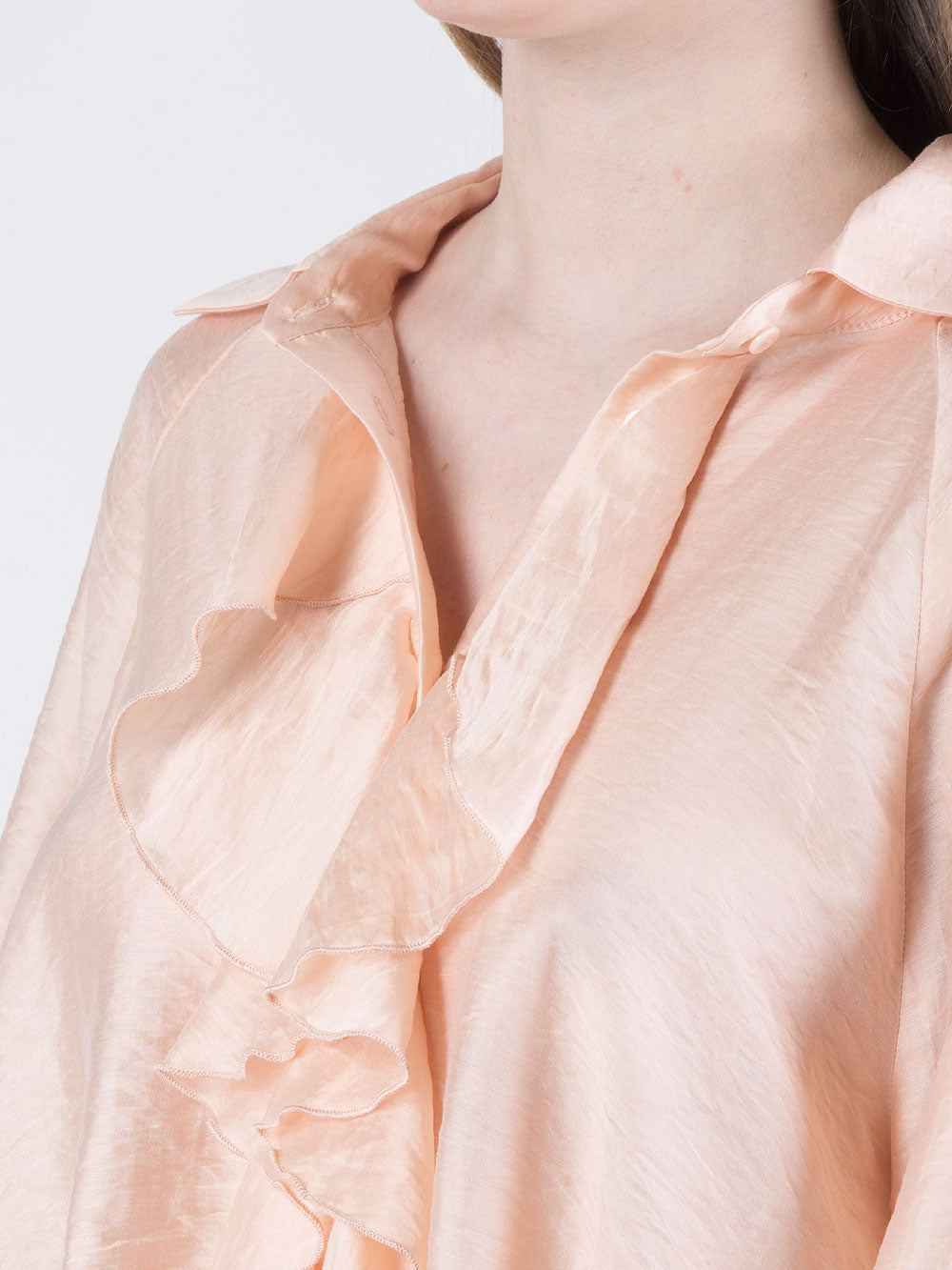 Blusa con rouches e maniche a palloncino