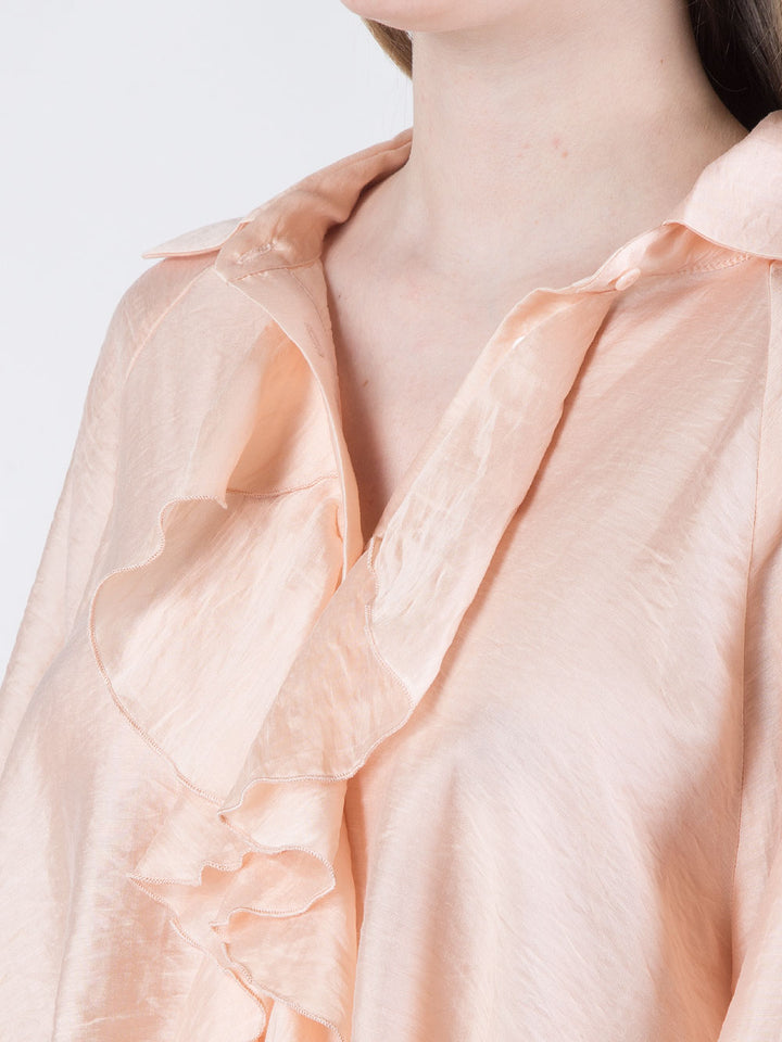 Blusa con rouches e maniche a palloncino