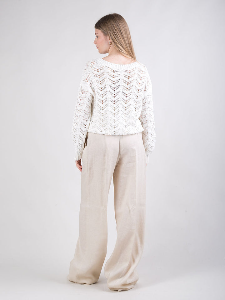 Pantalone a vita alta in lino