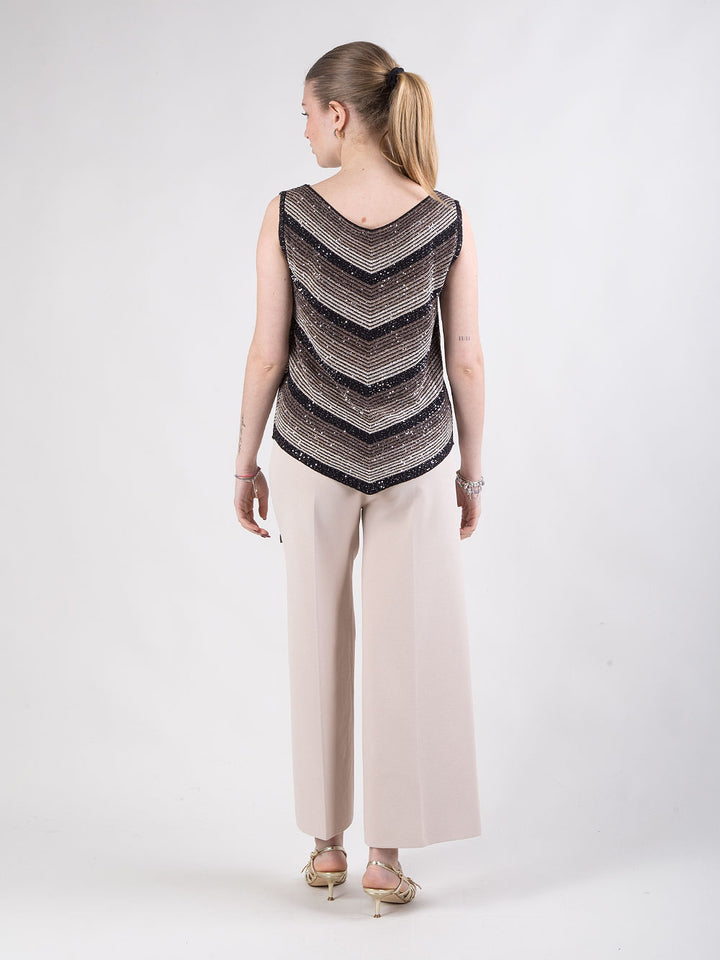 Completo giacca doppiopetto e pantalone palazzo in maglia