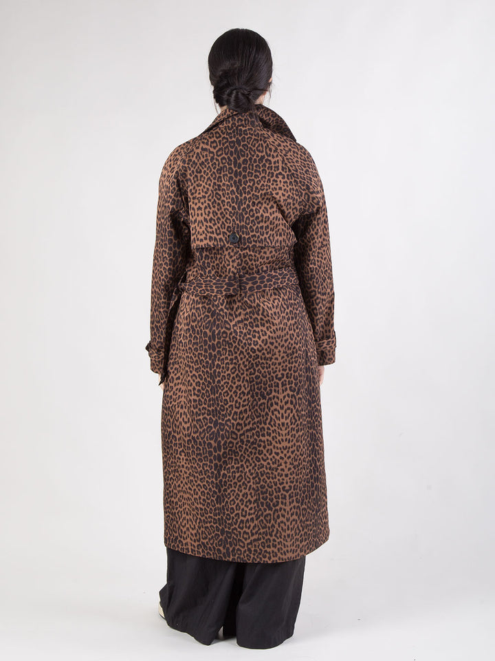 Trench lungo doppiopetto maculato