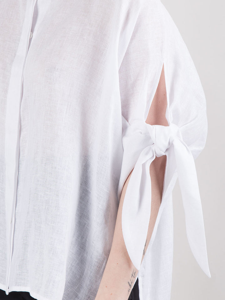 Camicia manica corta con nastri da annodare