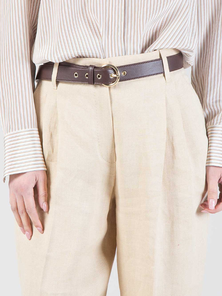 Pantalone wide leg in lino