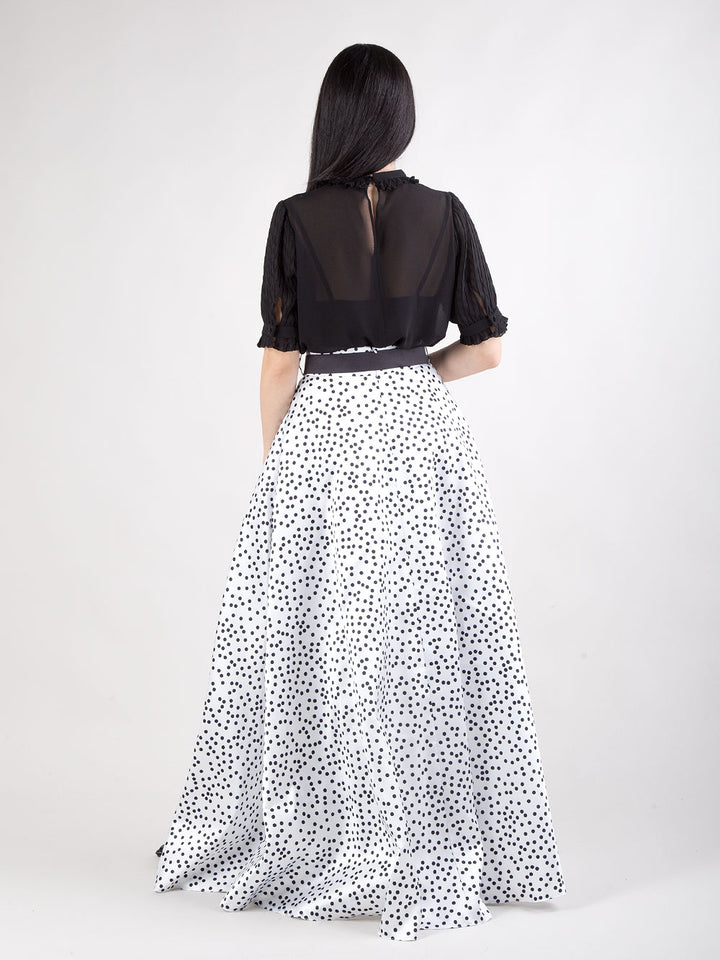 Completo ampia con spacco e camicia trasparente