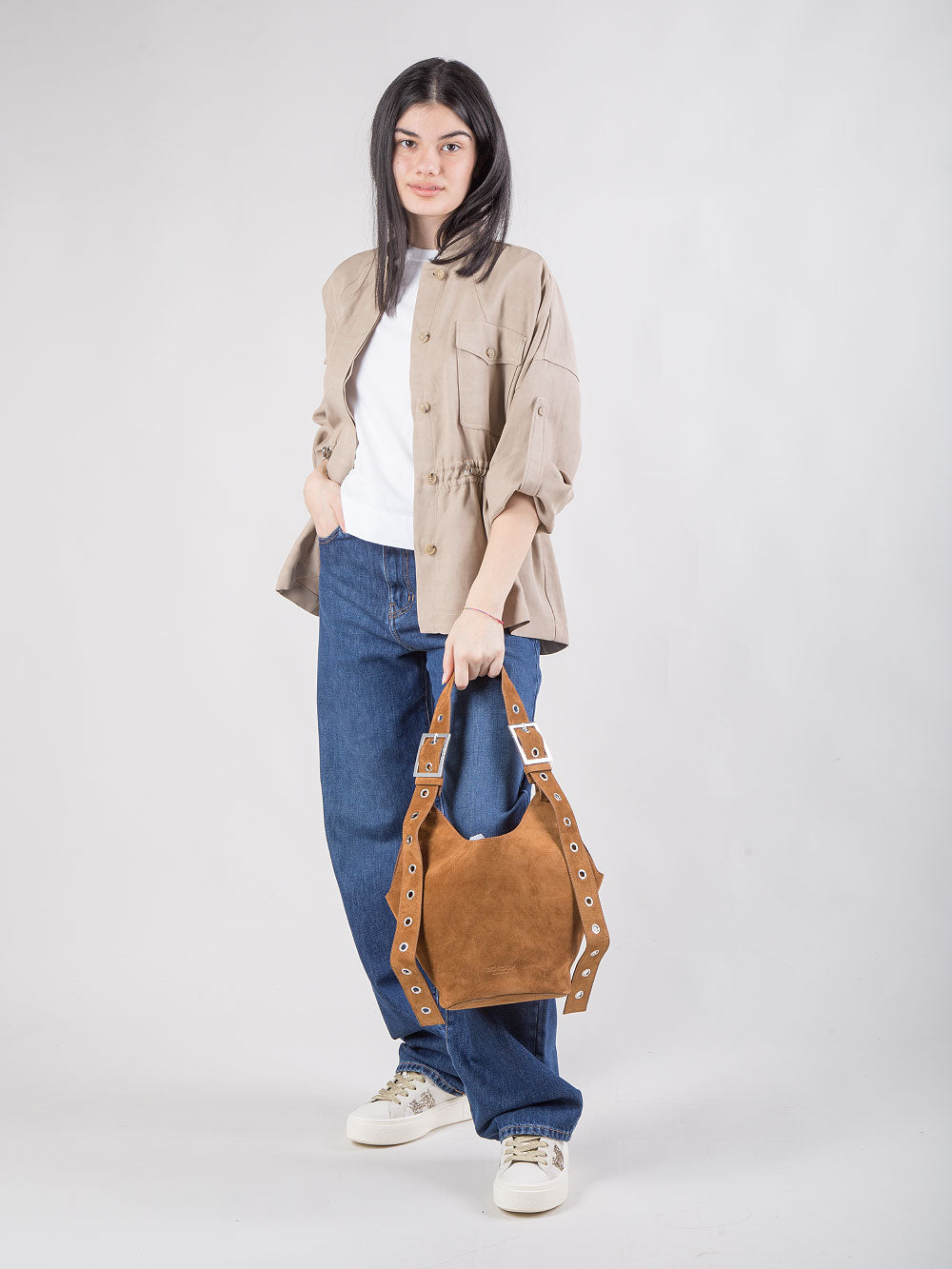 Borsa Small Hobo in camoscio