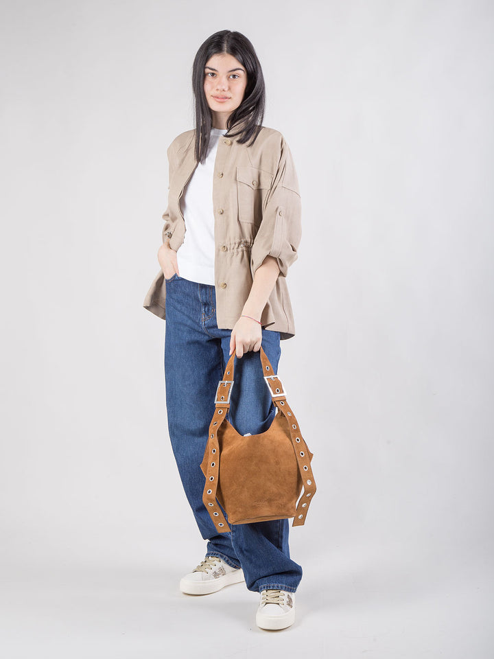 Borsa Small Hobo in camoscio