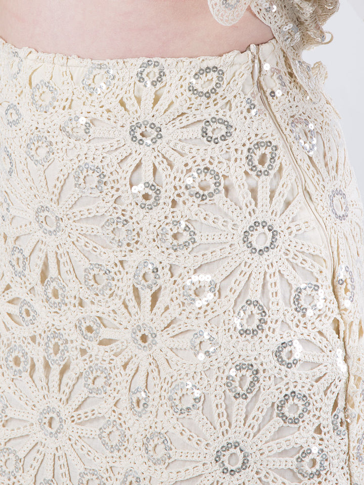 Gonna lounguette crochet con paillettes