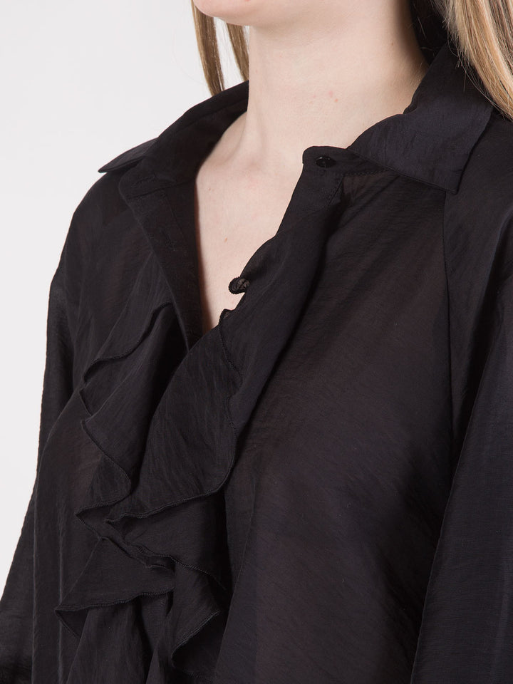 Blusa con rouches e maniche a palloncino