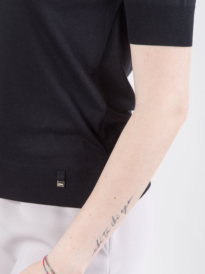 T-shirt in jersey con lavorazione a coste