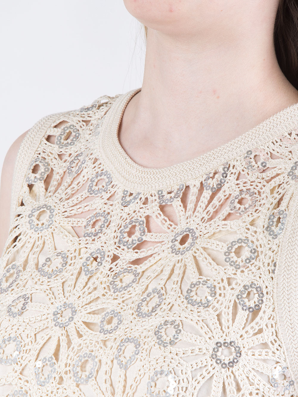 Top corto crochet con paillettes