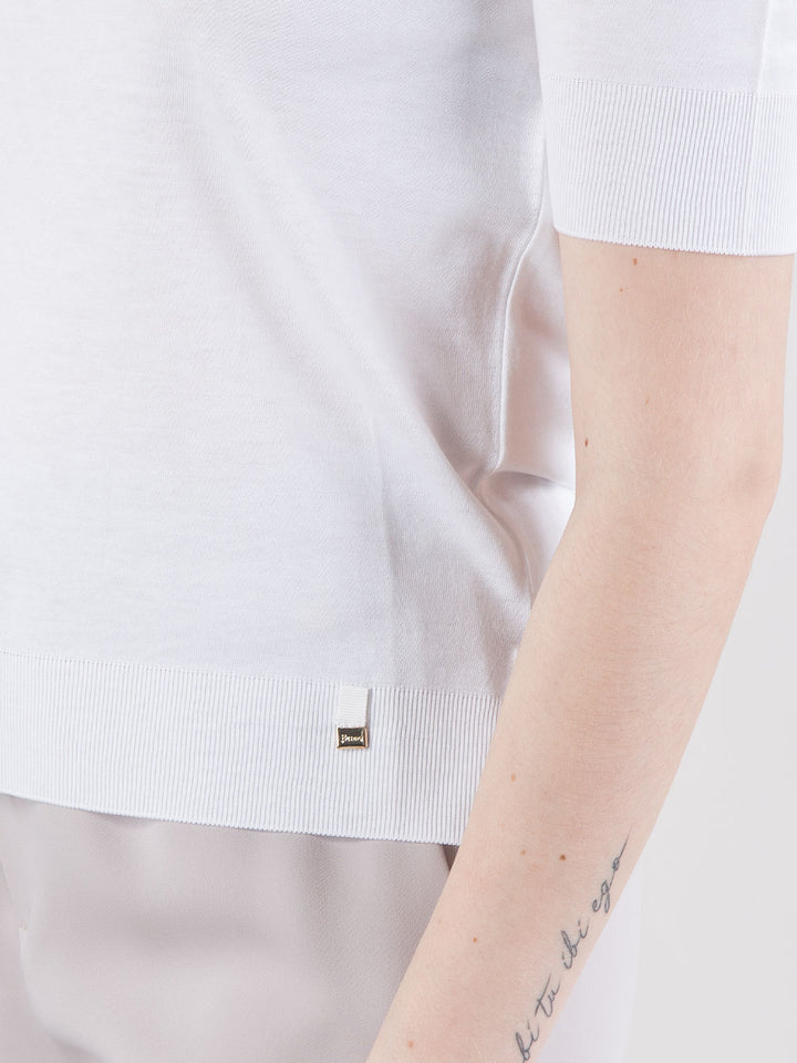 T-shirt in jersey con lavorazione a coste