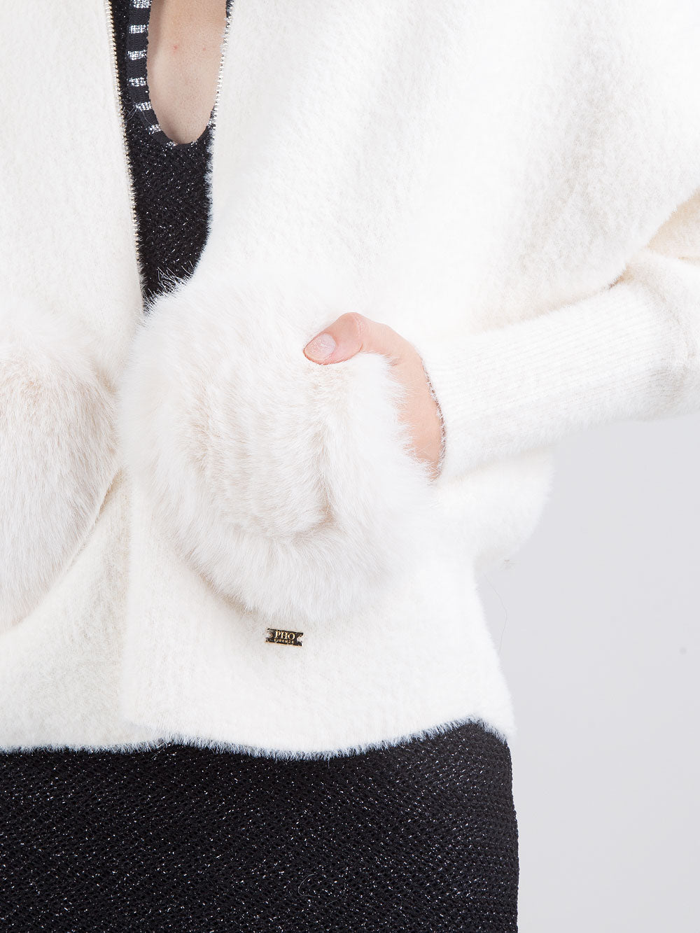 Cardigan con ecopelliccia