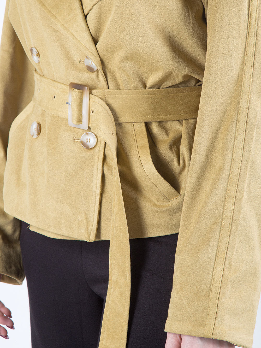 Giacca Kimora effetto suede con cintura