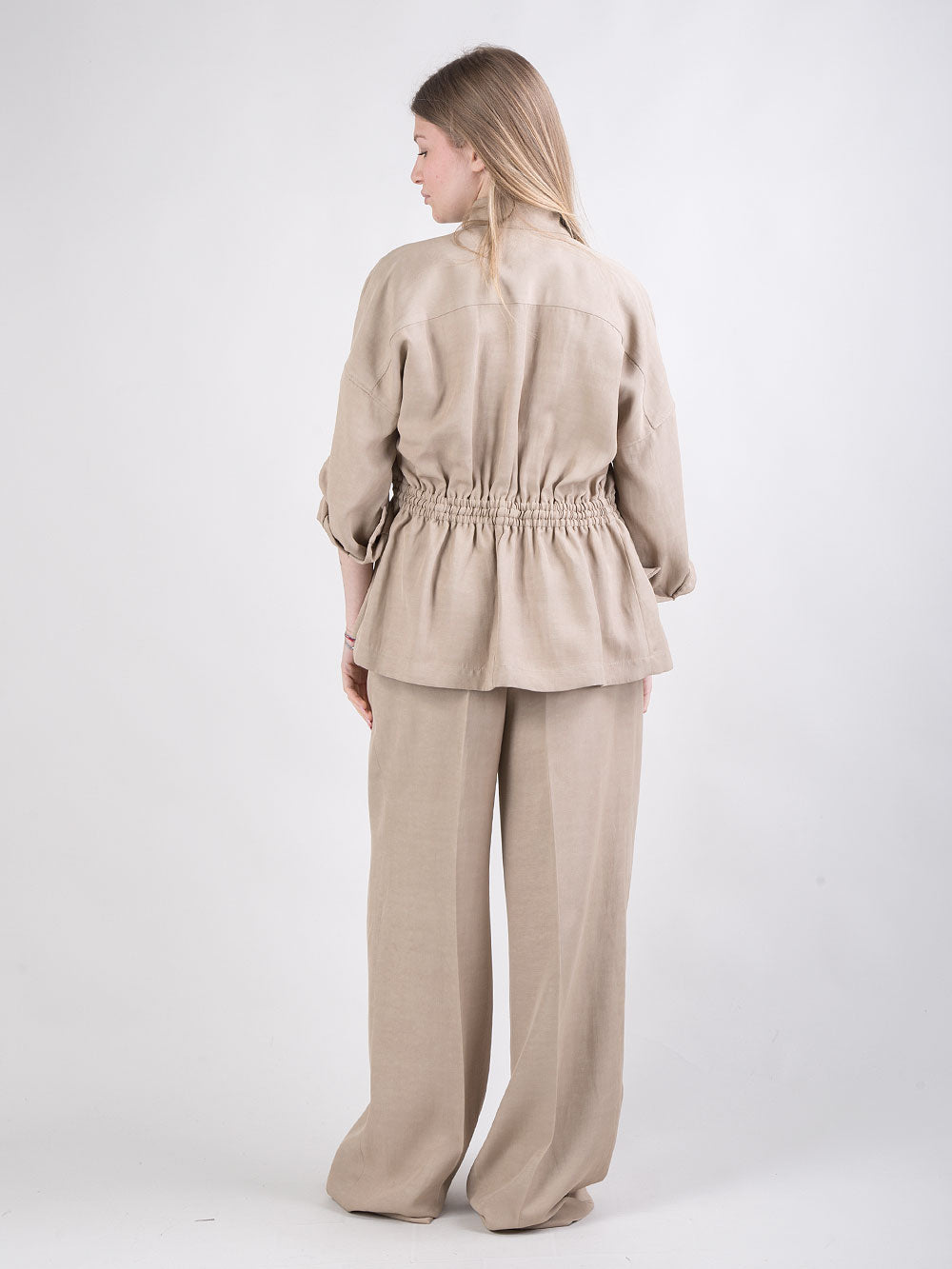 Pantalone classico in gabardina effetto washed